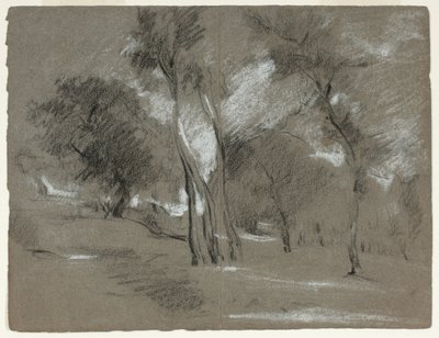 Krajina se stromy od Jean-Baptiste Carpeaux
