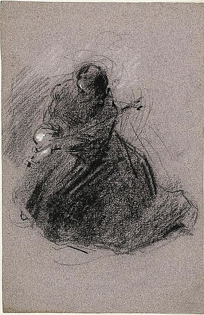 Svatý František (recto); dvě postavy (verso) od Jean-Baptiste Carpeaux