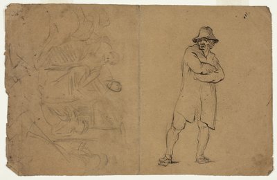 Dva náčrty: Stojící muž se složenýma rukama a skupina postav od Jean-Baptiste Carpeaux