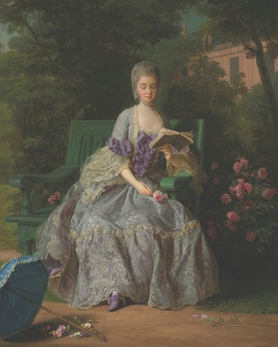 Portrét Marie Terezie Luisy Savojské, princezny de Lamballe (1749-1792), sedící v celé délce, v lila šatech od Jean Baptiste Charpentier the Elder