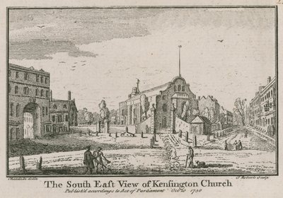 Jihovýchodní pohled na Kensington Church od Jean Baptiste Claude Chatelain