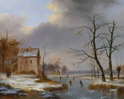 Bruslení na zamrzlé řece od Jean Baptiste Coene