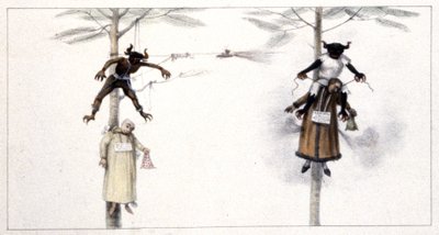 Brazílie: Panenka na podobizě Judáš a ďábel spálená ve Svaté sobotu 1839 (gravírování) od Jean Baptiste Debret