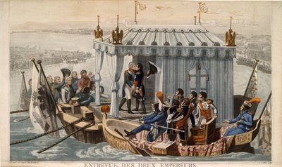 Setkání císařů Alexandra I. Ruského a Napoleona I. Francouzského v Nemanu u Tilsitu v červenci od Jean Baptiste Debret