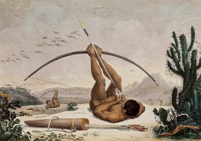 Native Archers, Ilustrace z cest po vnitrozemí Brazílie, 1834 od Jean Baptiste Debret
