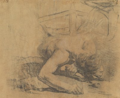 Muž ležící na zemi a rohu postele [verso] od Jean Baptiste Deshays
