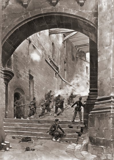 Francouzští vojáci v boji, francouzsko-pruská válka od Jean-Baptiste Edouard (after) Detaille