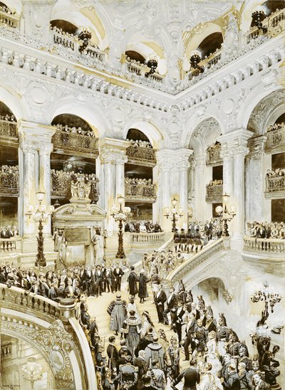 Inaugurace pařížské opery, 5. ledna 1875, 1878 (wc a bílá na papíře) od Jean Baptiste Edouard Detaille