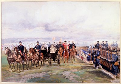 Car Nicolas kontroluje vojáky s Felixem Faurem v Chalon-sur-Marne během jeho návštěvy ve Francii, 9. října od Jean Baptiste Edouard Detaille