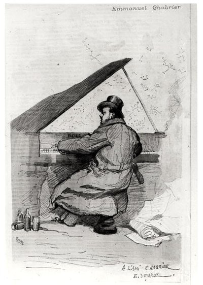 Alexis Emmanuel Chabrier (1841-94) u klavíru, rytý Florian (viz také 165875) od Jean Baptiste Edouard after Detaille