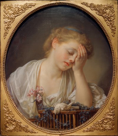 Mladá dívka, která pláče pro svého mrtvého ptáka od Jean Baptiste Greuze