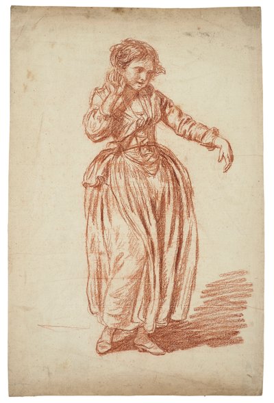 Dívka stojící, pravá ruka na uchu od Jean Baptiste Greuze