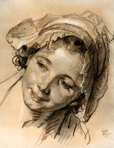 Studie hlavy dívky od Jean Baptiste Greuze