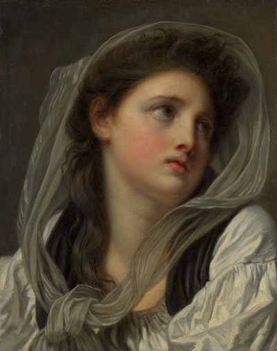 Hlava mladé ženy, možná 80. léta 18. století. od Jean Baptiste Greuze