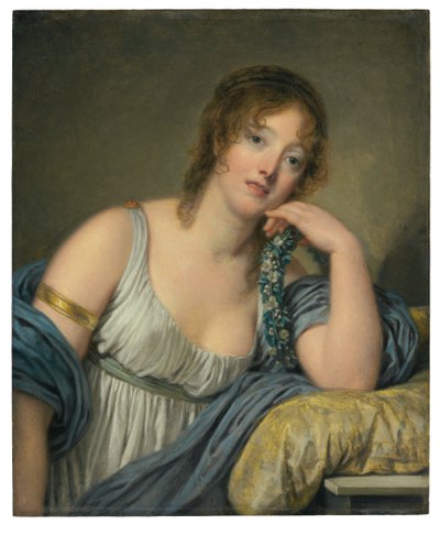 Portrét Jeanne Philiberte Ledoux (1767–1840), poloviční délka (olej na panelu) od Jean Baptiste Greuze