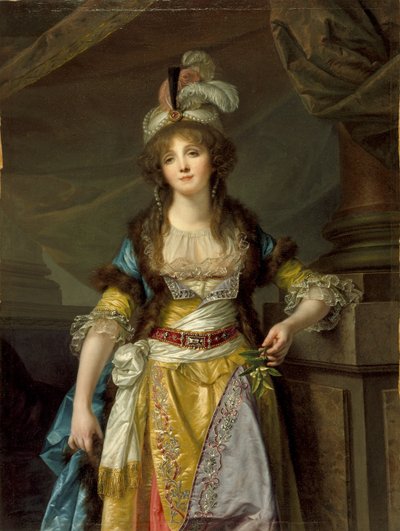 Portrét dámy v tureckých maškarních šatech, kolem roku 1790 od Jean Baptiste Greuze