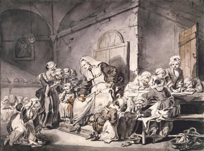 Školní učitel par Greuze, Jean-Baptiste (1725-1805). Pero, štětec, barva šedá a hnědá, akvarel na papíře, rozměr : 27,8x33,8, cca 1764-1765, State Hermitage, St. Petersburg od Jean Baptiste Greuze
