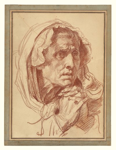 Studie hlavy staré ženy od Jean Baptiste Greuze