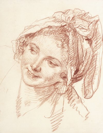 Hlava mladé dívky nakloněná doleva, od Jean Baptiste Greuze