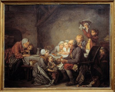 The Kings cake Rodina sdílející dort na slavnosti Epiphany. Obraz Jean Baptiste Greuze (1725-1805) 1774 Ne. 0,72x0,91 m Montpellier musee Fabre od Jean Baptiste Greuze