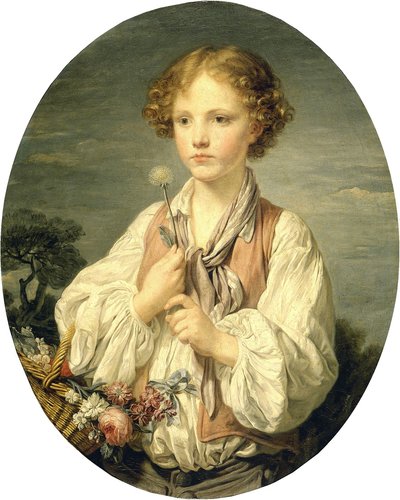 Mladý pastýř držící květinu od Jean Baptiste Greuze