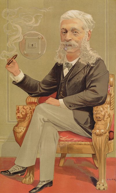 Baron Alphonse de Rothschild, ilustrace z Vanity Fair, 1894 barevné lito od Jean Baptiste Guth