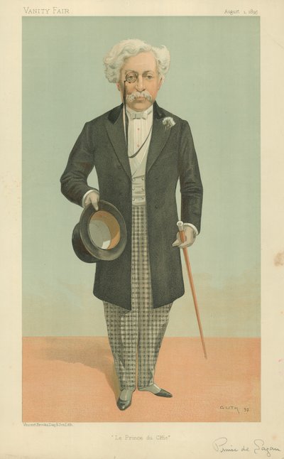 Le Prince de Sagan, Le Prince du Chic, 1. srpna 1895, karikatura Vanity Fair od Jean Baptiste Guth