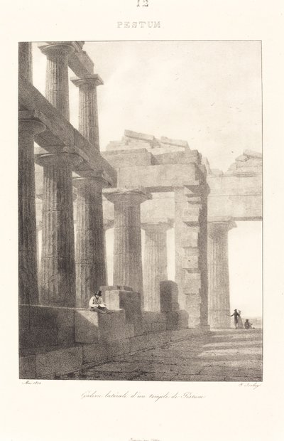 Boční galerie chrámu v Paestum od Jean Baptiste Isabey