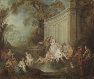 Koupání v parku od Jean Baptiste Joseph Pater