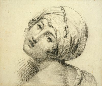 Portrét Emmy (asi 1765-1815) Lady Hamiltonová (černá křída na papíře) od Jean Baptiste Joseph Wicar