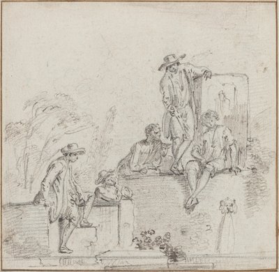 Postavy sedící kolem fontány od Jean-Baptiste Lallemand