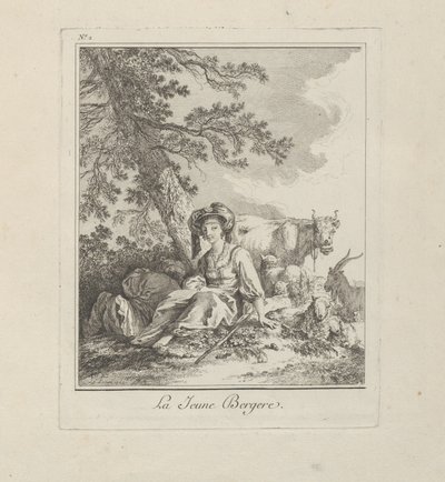 The Young Shepherdess, deska dva z Miscellaneous Clothing of the Northern Peoples od Jean-Baptiste Le Prince