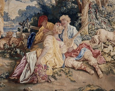Tanec, opona ruských her, detail hráče loutny napravo od Jean Baptiste Leprince
