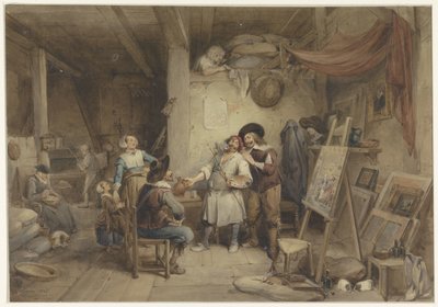 Adriaen Brouwer se svým studentem J. van Craesbeekem od Jean Baptiste Madou