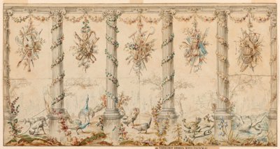 Kresba, projekt tapiserie věnované zemědělskému životu, 1780-95 od Jean Baptiste Marie Huet