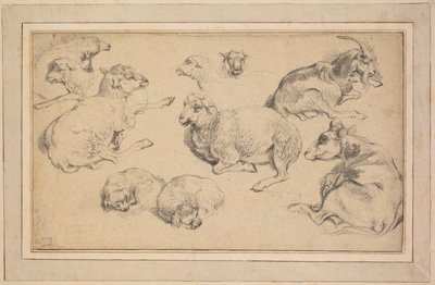 List studií s ovcemi, kozami a psy, c. 1780. od Jean Baptiste Marie Huet