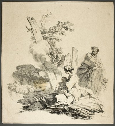 Svatá rodina s anděly od Jean Baptiste Marie Pierre