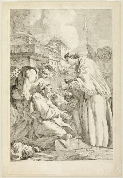 Svatý Karel Boromejský požehnání morem zasaženým od Jean Baptiste Marie Pierre