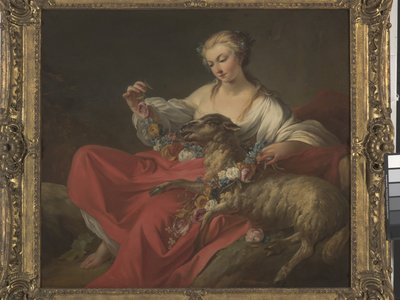 Oblíbené jehněčí (Le Mouton Favori) (olej na plátně) od Jean Baptiste Marie Pierre