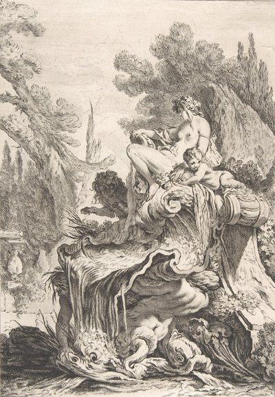 Sedící nymfa Fontána s najádou usazená na lastuře, ca. 1740. od Jean Baptiste Marie Pierre