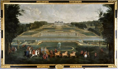 Marie Lescszinska, královna Francie (1703-1768) (Leczinska, Lescszinka, Leszinka) v zahradách zámku Vaux Le Vicomte (Vaux-Le-Vicomte) Obraz Jean Baptiste Martin (1659-1735) 1728 Chateau De Vaux Le Visomte. - Marie Lescszinska, královna F od Jean Baptiste Martin
