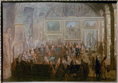 Setkání Akademie malířství a sochařství v Salon de Diane v Louvre Obraz Jean-Baptiste Martina le Vieux (1659-1735) od Jean Baptiste Martin