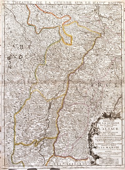 Mapa Alsaska (Francie) (rytina od Jean Baptiste Nolin
