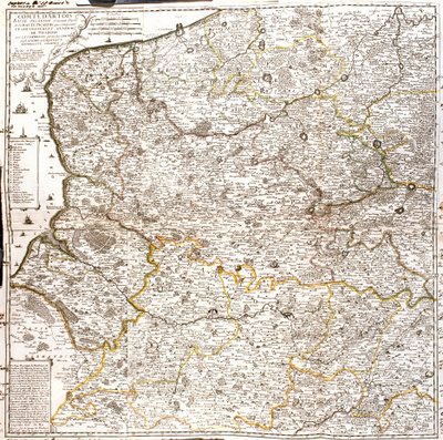 Mapa Artois (Francie) a Flander (Belgie, Nizozemsko) (rytina od Jean Baptiste Nolin