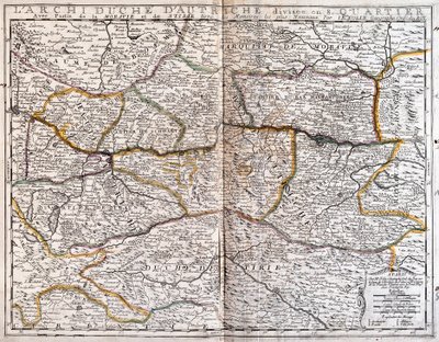 Mapa Rakouska (rytina od Jean Baptiste Nolin