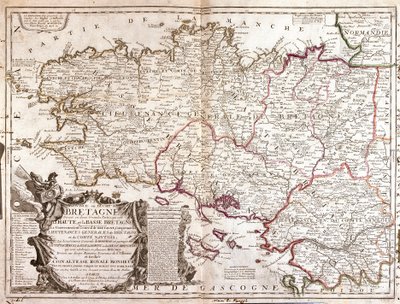 Mapa Bretaně (Francie) od Jean Baptiste Nolin