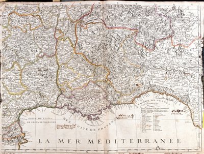 Mapa Dauphine a Provence (Francie) (rytina od Jean Baptiste Nolin