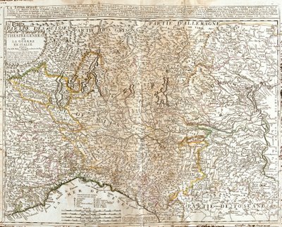 Mapa Lombardie (Itálie) (rytina od Jean Baptiste Nolin