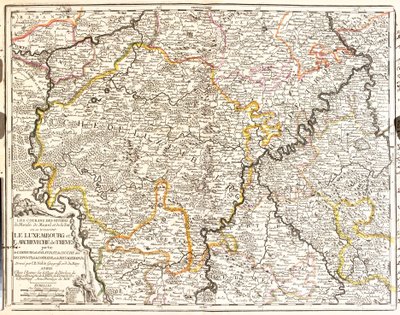 Mapa Lucemburska a diecéze Treves (Německo) (rytina od Jean Baptiste Nolin