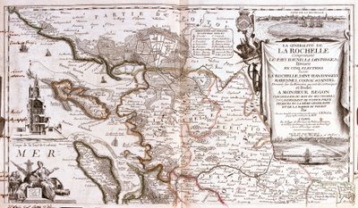 Mapa Poitou Charentes (Francie) (rytina od Jean Baptiste Nolin